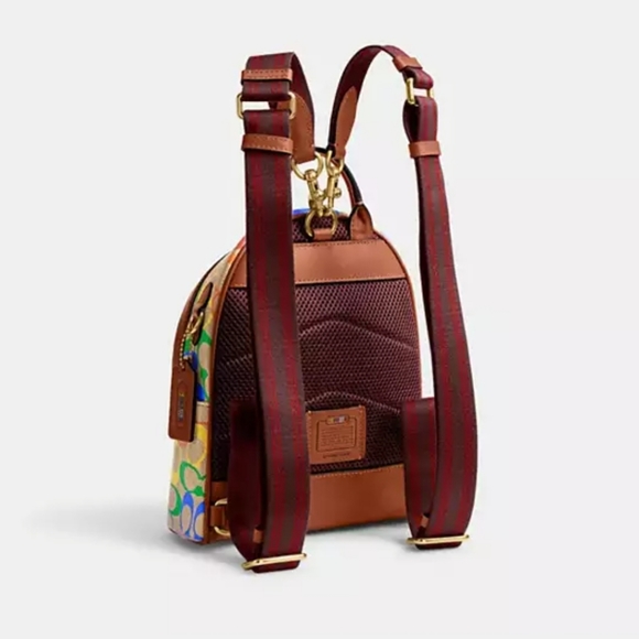 Coach Small Backpack  In Rainbow Signature Canvas - Picture 2 of 15
